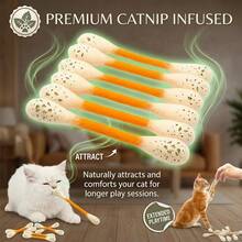 1/2/4/6支棉签猫玩具，配有耐用的大号猫咪咀嚼洁齿绳，巨型互动毛毡猫棒，有助于缓解无聊、焦虑，促进消化。 - 彩色 - 查看 5