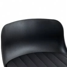 Modern And Adjustable Swivel Bar Stools, Set Of 2, Plastic Backrest And Faux Leather Seat, Gas Spring Height Adjustment, Metal Base With Footrest, Kitchen Counter/Bar Stools - Black - View 6