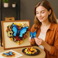 1 Set Sunflower & Butterfly Building Blocks, DIY Flower Bouquet Photo Frame, Decorative Building Blocks - Multicolor - View 1