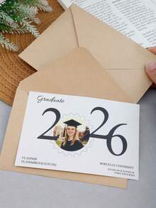 Custom Graduation Card 2026, Personalized Photo Greeting Card, Minimalist Modern Style With Name & Message For Graduation Party Ceremony, Customized Text Keepsake Gift For Family Friends Classmates, Customizable Picture Card With Envelope - Style a - View 4