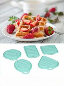5 piezas Molde de silicona antiadherente para gofres - Herramienta de horneado reutilizable para hornear casero y desayuno saludable - Ver 5