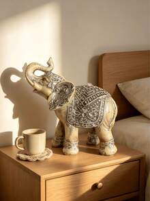 1 pieza Escultura de elefante hecha a mano, estilo vintage bohemio, adecuada para el hogar, oficina, sala de estar, dormitorio, estantería, escritorio, entrada, repisa de la chimenea, decoración, regalo único para amantes de los elefantes, inauguración de la casa, boda, cumpleaños - elefante - Ver 8