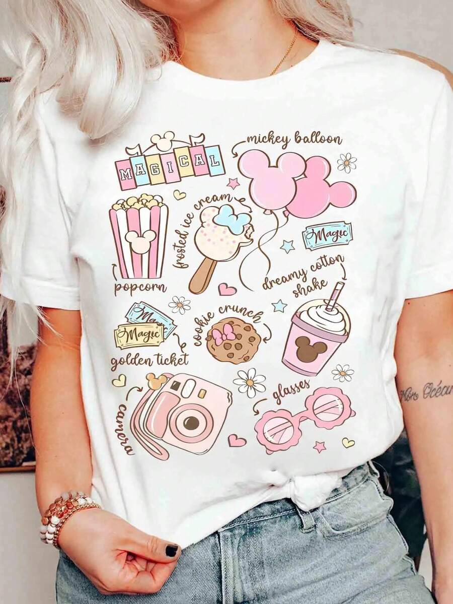 Disneyland Shirt Magical Disney Snacks T-Shirt, Retro Pastel Best Day Ever Tee, Disney World Happiest Place, WDW Girl Trip T-Shirt - White - View 1
