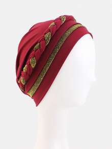 1pc Women's African Style Shiny Braided Headscarf, Suitable For Daily Use - Multicolor - View 5