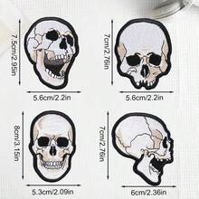 1pc Skull Skeleton Embroidered Patch, Iron-On/Sew-On Applique Decor, Suitable For Jacket, Hat, Accessories - B - View 3