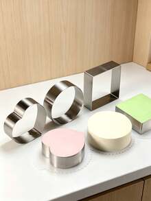 Bộ 2 khuôn làm mousse bằng thép không gỉ, kích thước 4/6/8 inch, hình trái tim/vuông/tròn, kèm đế lót bánh, thích hợp cho các buổi họp mặt gia đình, tiệc tùng, đám cưới. - Bạc - Xem 12