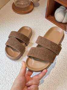 Dép lê đế bằng mùa hè mới dành cho trẻ em, kiểu dáng đa năng, đế dày, phong cách retro. - màu nâu - Xem 3