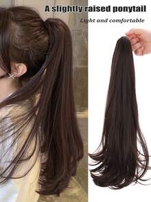 Extensiones de cabello con cola de caballo y pinza, cabello largo y liso con un ligero rizo, pieza de cabello sintética suave y natural con clip - Multicolor - Ver 10