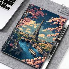 1 Set Romantic Paris Eiffel Tower Landscape Spiral Notebook With Pen, 100 Pages Practical Inner Pages. A Helpful Companion For Work And Study, Suitable For School Daily Use. Whether For Diary Writing, Planning, Or As A Graduation/Birthday Gift, It Is An Excellent Choice For Convenient Writing And Capturing Wonderful Moments. - F Style + a Pen - View 6