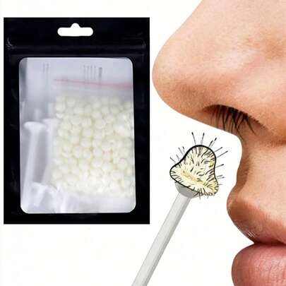1 Set Portable Practical Solid Color Nose Hair Removal Wax Kit, Includes 25g Wax Beans And 4 Wax Sticks, Gentle Hair Removal, Suitable For Men And Women Daily Facial Care Beauty Tools, Portable Home Grooming Set, Birthday, Graduation, Valentine's Day, Mother's Day, Holiday Gift