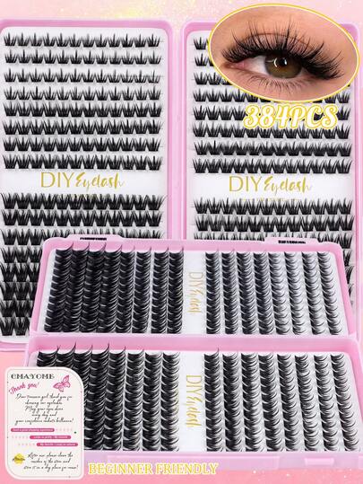384/448 Clusters D Curl False Eyelashes, 10-16mm In Length, Ideal For DIY Personal Lash Styling. This 3D Volumetric Russian D Curl Lash Set Creates A Highly Personalized And Unique Eye Look Effortlessly, With Comfortable, Irritation-Free Wear On The Eyes.