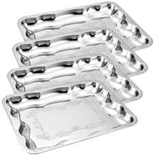 bandejas plateadas para servir elegantes platos florales de metal plateado para buffet bodas fiestas joyas decorativas rectángulo - plateado - Ver 8