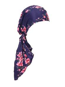 1pc Curved Two-Tail Hat Floral Elastic Headscarf Muslim Printed Turban Hat Headscarf - Color - View 7