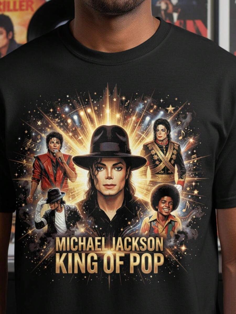 King Of Pop T-Shirt| Music Icon, Retro Concert Art - Black - View 1