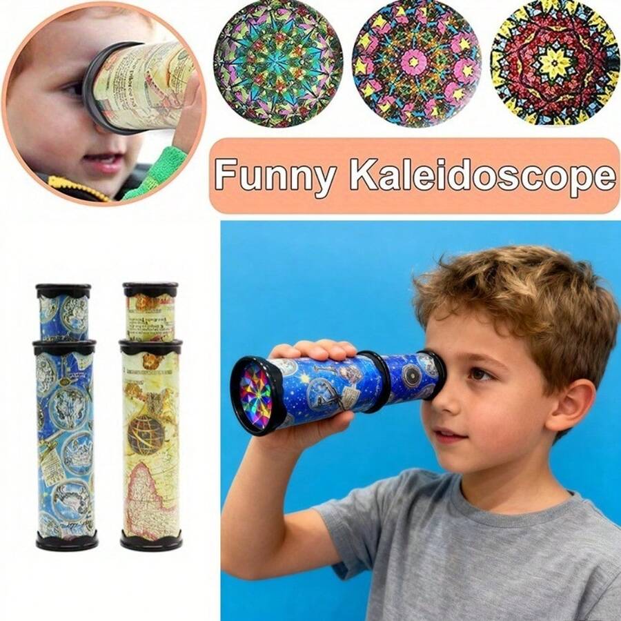 1 Piece Of Retro Star Chart Kaleidoscope Children's Fun And Magical Kaleidoscope Toy, 3D Rotating Science And Sensory Exploration Toy, Boys And Girls' Birthday Gift, Party Souvenir, Christmas Stocking Gift - Blue - View 1