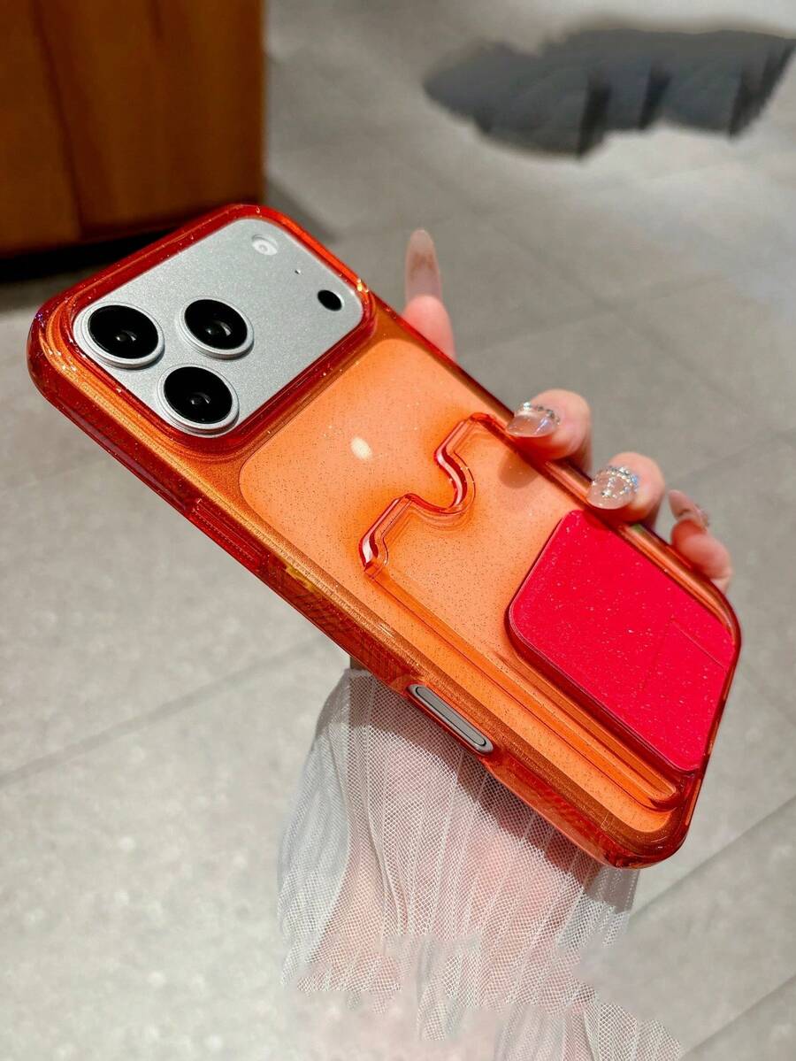 豪华名片夹支架透明手机壳，兼容 17 Pro Max、17 Pro、17、16 Pro、16、15、14、13 Pro Max，防震边框后盖