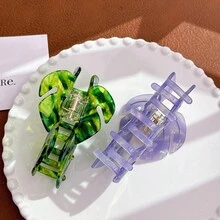 优雅树叶发夹，大号醋酸纤维材质发夹，适合盘发，波西米亚热带雨林风格多功能发爪发饰 - 彩色 - 查看 3