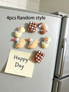 8pcs/4pcs/2pcs Cute Realistic Chicken Egg & Hen Acrylic Fridge Magnets, Suitable For Home Decor, Daily Use And Holiday/Birthday/Graduation Gifts - Multicolor - View 8