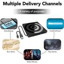 Unidad externa de DVD portátil BIKILI, USB 3.0 y Tipo-C, grabadora/lectora de CD/DVD +/-, compatible con portátiles y de sobremesa, Windows, Linux, iOS - Negro, dispositivo multimedia | Accesorio de moda | Rendimiento confiable - Negro - Ver 5
