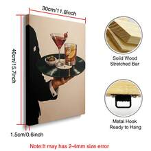 Set Of 1 Vinyl Cocktail Tray Retro Canvas Wall Art | Vintage Bar Print For Living Room Kitchen Lounge,Frameless/Framed - A - View 6