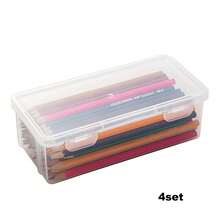4/2/1 Piece Pencil Storage Box Set, Large Capacity Transparent Stationery Organizer, Desktop Storage Box, Pencil Case, Learning Supplies, Essential Learning Items, Office Desk Accessories, Office Supplies, Pencil Box, Office Accessories - Transparent Storage Box - View 10