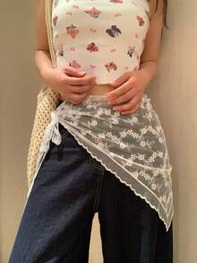 2026 New Fashion White Triangular Scarf With Drape Design, Women's Headscarf Scarf Mid-Length Dress - Multicolor - View 2