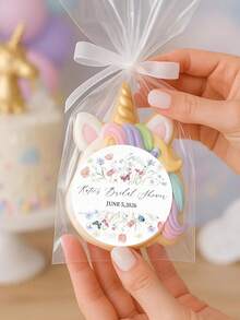 Customized Watercolor Wild Flower Bride Gift Round Stickers - Personalized Name & Date Wedding Favor Labels, Elegant Floral Gift Bag, Cookie Box Seals, Suitable For Wedding Party, Bridal Shower Decor - Multicolor - View 3