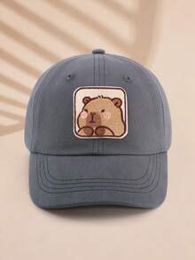 1 pieza Gorra de béisbol para niños con etiqueta falsa de dinosaurio, gorra de unicolor con protección solar, adecuada para protección solar al aire libre y uso casual diario - Kapibala - Ver 10