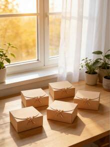 5pcs/1pc Gift Box Set With Ribbon, Wedding Season Gift Packaging Box, Gift For Lover, Friend, Surprise Gift Box, Suitable For Birthday, Party, Holiday, Valentine's Day - Brown + Brown Ribbon - View 9