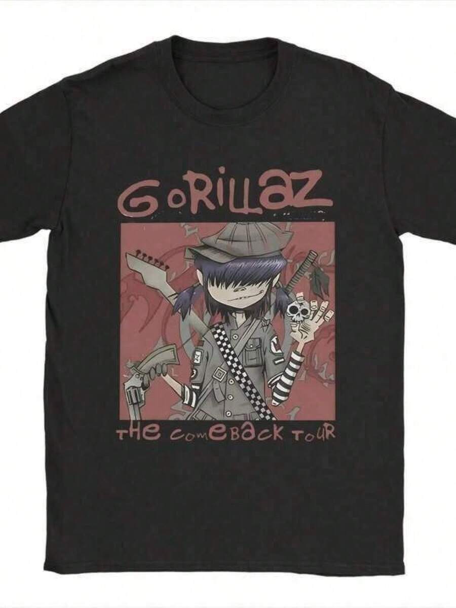 2026 Girl's Boy's Fashionable Casual Tees, Women's Graphic Tee Harajuku Punk Music Band Gorillazs T-Shirt Unisex Crewneck Short Sleeve Tops Cotton Summer Top Tee.Girls Clothes Men's Outfits Women's Clothing Men's Anime Top Graphic T-Shirt For Men & Women Tops For Women Men Outfit Gift For Girlfriend Boyfriend Size 2Y-16Y, S-XXXL, Men Clothing, Tops For Women, Perfect Gift For Back To School And Mother's Day, Can Be Matched With Parent-Child Outfits Mujer Camisetas Elegantes De Mujer Amarillo Ontre Mujer Premium Polos De Mujer Camiseta Verano Camiseta Mujer Camisetas Mujer Verano Camiseta Verano Mujer Camiseta Rayas Mujer Camiseta Mujer Manga Corta Verano Hombre Tops Tops Mujer Camisetas Mujer Mujer Camisetas Elegantes De Mujer Amarillo Ontre Mujer Premium Polos De Mujer Camiseta Verano Camiseta Mujer Camisetas Mujer Verano Camiseta Verano Mujer Camiseta Rayas Mujer Camiseta Mujer Manga Corta Verano Hombre Tops Tops Mujer Camisetas Mujer - 黑色 - 查看 1