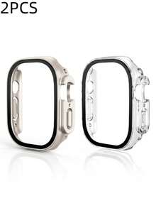 2件裝時尚星空透明錶殼，適用於 Series Ultra 11 10 9 8 7 SE3 6 5 4 3 2 1 41mm 44mm 45mm 49mm，時尚錶殼保護套，全覆蓋錶盤保護膜，智慧手錶配件，極簡現代錶殼，耐用錶殼保護套，適合日常佩戴、戶外、旅行、派對，送給家人和朋友的絕佳禮物 - 星光色+透明 - 查看 3