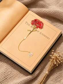 TOCHAIN 1 pieza Marcador de libro elegante de rosa y clavel de metal, marcador de libro de flor hueco y flexible, regalo perfecto para estudiantes, Día de San Valentín, regreso a clases, útiles escolares, amantes de los libros, maestros y seres queridos para el Día de San Valentín, graduación, regreso a clases, Día de la Madre y cumpleaños, regalos de Año Nuevo y Navidad - Rojo - Ver 5