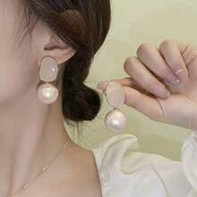 1 Đôi bông tai ngọc trai giả màu hồng thanh lịch cổ điển dành cho nữ - Màu Hồng baby - Xem 1