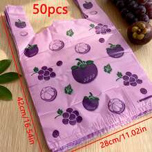 10/20/50pcs Purple Grape Pattern Vest Bag, Small Accessory Pouch, Gift Bag, Clothing Store Tote Bag, Cartoon Packaging Shopping Bag, Shopping Bag And Merchandise Bag - Purple - View 11