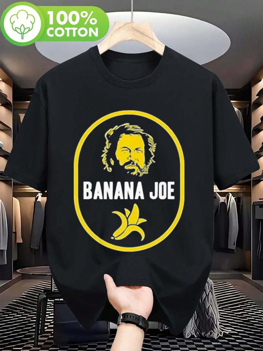 Y2k T-Shirt,Bud Spencer Men's Vintage Banana Joe Graphic T-Shirt - Soft Stretch Knit Tee, Black Shirt With Bold Banana Accent - Regular Fit Crew Neck Top For Everyday & Themed Events - Machine Washable All-Season Apparel, Weekend Outfit, Style, Stretchy - màu đen - Xem 1
