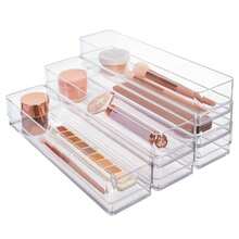 Break-Resistant Plastic Drawer Organizers 12" x 3" x 2" l Set of 6 - transparente - Ver 9