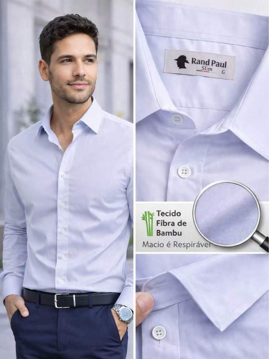 Comfortable Long-Sleeved Business Shirt - White - View 1