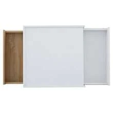 Functional Coffee Table, Living Room Table, 360° Rotating Top With 2 Shelves And Storage Cabinet, Side Table With Walnut Frame For The Living Room, White, 60*60*38cm - Natural White - View 10