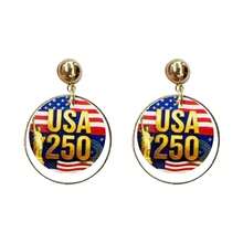 1 Pair Luxury 250th Anniversary Of USA Earrings, Independence Day Star-Spangled Banner Memorial Unique Design Accessory - Handmade Earrings - View 4