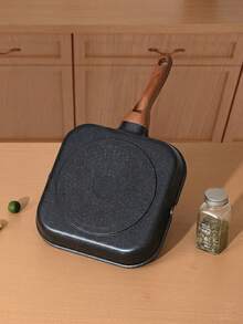 SQUABEE 28厘米方形不粘煎锅 - 带肋煎锅，适用于烹饪牛排、鸡肉、蔬菜，兼容燃气灶和电磁炉 - 查看 2