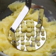 1pc Potato Masher, Upgraded Stainless Steel Potato Masher, Durable Kitchen Tool, Suitable For Crushing Beans And Potatoes, Random Design, Can Handle Potatoes, Papayas, Garlic Paste, Manual Potato Masher, Essential Kitchen Item, Handy And Best Gift Choice - Multicolor - View 4