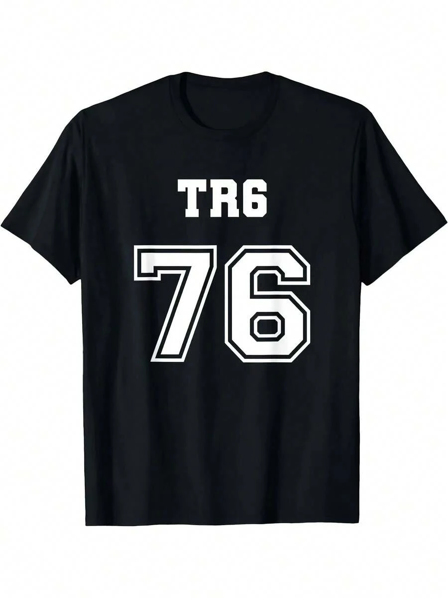 Camiseta Deportiva Estilo Británico para Hombre y Mujer, Verano 2026, Manga Corta, Estampada, 180G - Negro - Ver 1