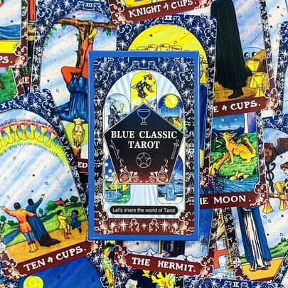 New Blue Classic Tarot Cards Family Gathering Board Games Classic Design For Beginners & Pros, Ideal For Divination, Meditation