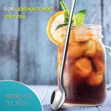 Cuchara larga de 9 pulgadas, revolvedor de café, cuchara para té helado, cuchara para té helado de acero inoxidable 18/10 de alta calidad, adecuada para el té con leche de la madre - Multicolor - Ver 2