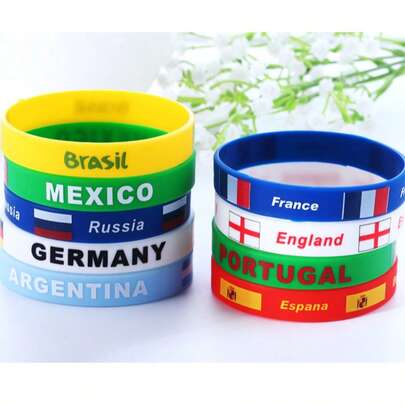 Vòng đeo tay silicon World Cup 2026, thiết kế quốc kỳ, quà lưu niệm cho người hâm mộ bóng đá, chu vi cổ tay 23cm.