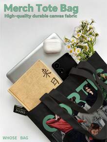 2pcs CORTI/S CRT Canvas Bags, Double-Sided CORTI Green & Red Printed, Durable Canvas, Large Capacity Reusable Tote Bags, Suitable For COER Fans Daily Commute And Shopping, Designed For JAMES/JUHOON/KEONHO/SEONGHYEON/Park Woo-Joo "COLOR OUTSIDE THE LINES GREEN RED What You Want GO!" CORTI/S Debut K-Pop 5th Gen Boy Group - Multicolor - View 6