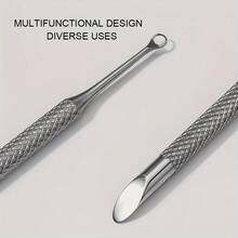 1pc Stainless Steel Cuticle Pusher Nail Care Tool, Multi-Function Dead Skin Remover, Portable & Durable, Foot Care & Manicure File - Multicolor - View 9