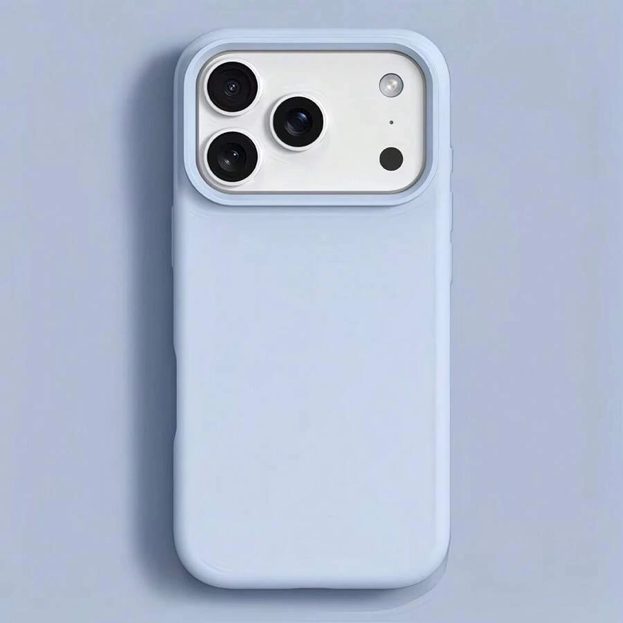 1pc Minimalist Liquid Silicone Protective Case, Compatible With IPhone 17/17Pro/17ProMax/16/16Pro/16ProMax/15/15Pro/15ProMax/14/13/12/11, With Camera Protection Phone Case Cover - Blue - View 1