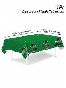 2026 Graduation Ceremony Tablecloth, 220*130cm Disposable PE Material Tablecloth With Graduation Cap Pattern, Congratulatory Graduation Party Supplies, 2026 Graduation Celebration Decoration, Graduation Season Tablecloth, Graduation Decoration, Home Decor, Kitchen Supplies, Tabletop Decor - Design a - View 11