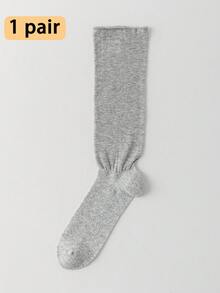 1 Pair Women's Calf Socks, Summer Thin Breathable Solid Color Slimming Leg-Flattering Slouch Socks - Multicolor - View 16